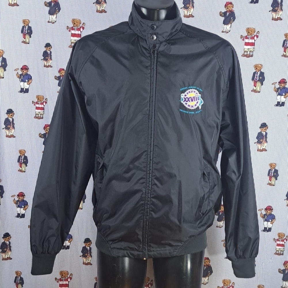 Vintage 1994 Super Bowl GA Dome LG stitched logo nylon black coaches jacket